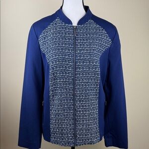 TanJay Blue & White Zip-Up Jacket/Sweater Women's Size 12